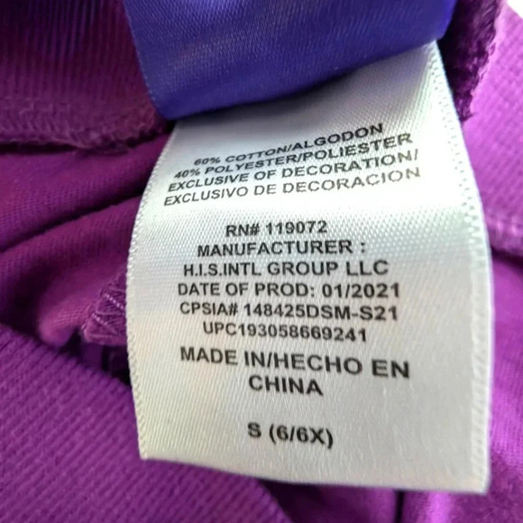 NWOT Disney Descendants Girls Active Purple Shorts Cotton Drawstring SZ S 6 - Picture 6 of 7
